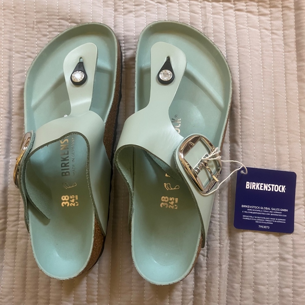 Birkenstock Gizeh Big Buckle Leather Sandals Surf Green-Size EU 38 / US 7-7.5